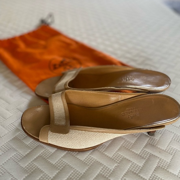HERMES Leather Mule Sandal with heel, Size 37 - Picture 1 of 5